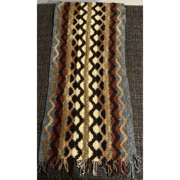 MISSONI (not For Target) Brown Chevron Wool Blend 60" Fringe Scarf Made In Italy - Picture 3 of 5